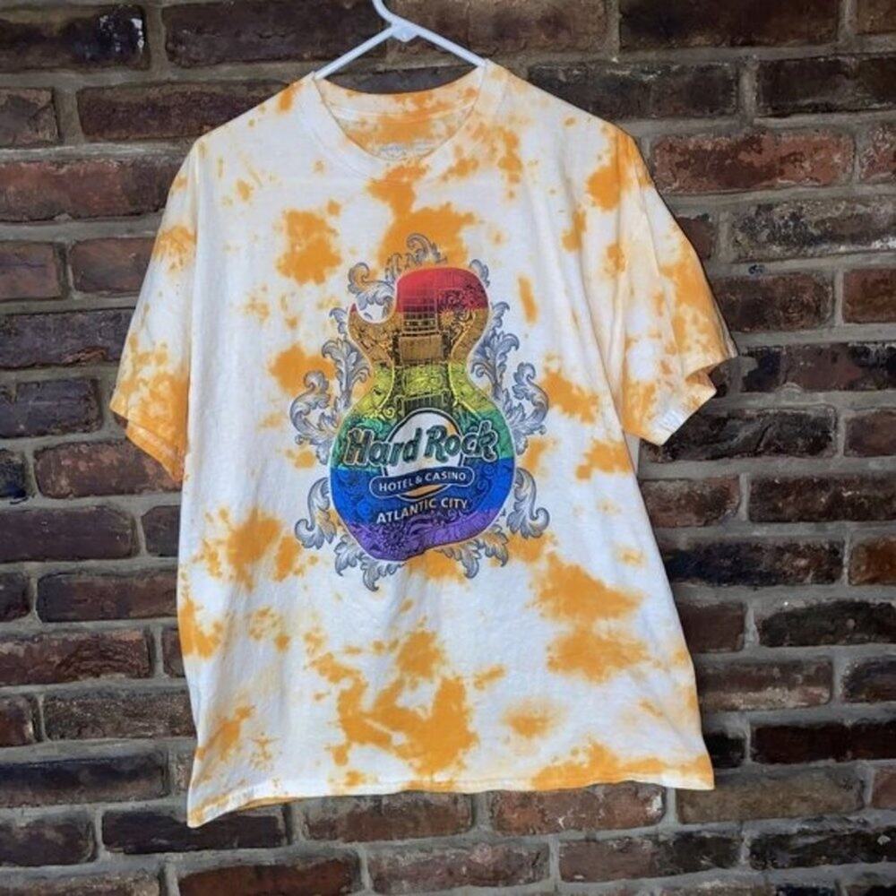 Hard Rock Custom Orange Tie Dye Graphic T-Shirt XL